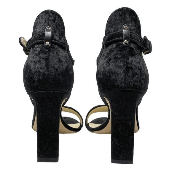 Jimmy Choo Molly 85 Sandals Black Crushed Velvet Heels Size 40 with Box - Picture 4 of 9